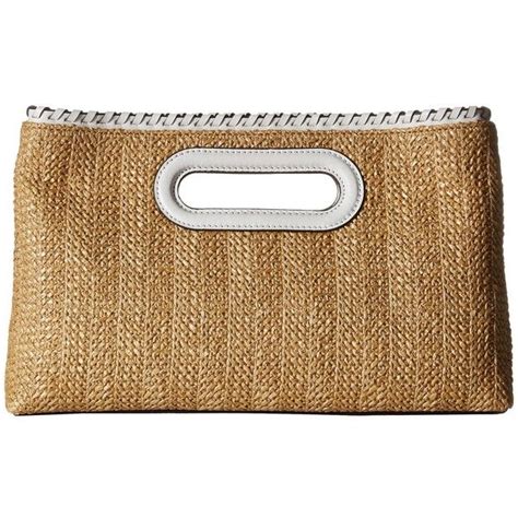 michael michael kors straw rosalie lg clutch optic white